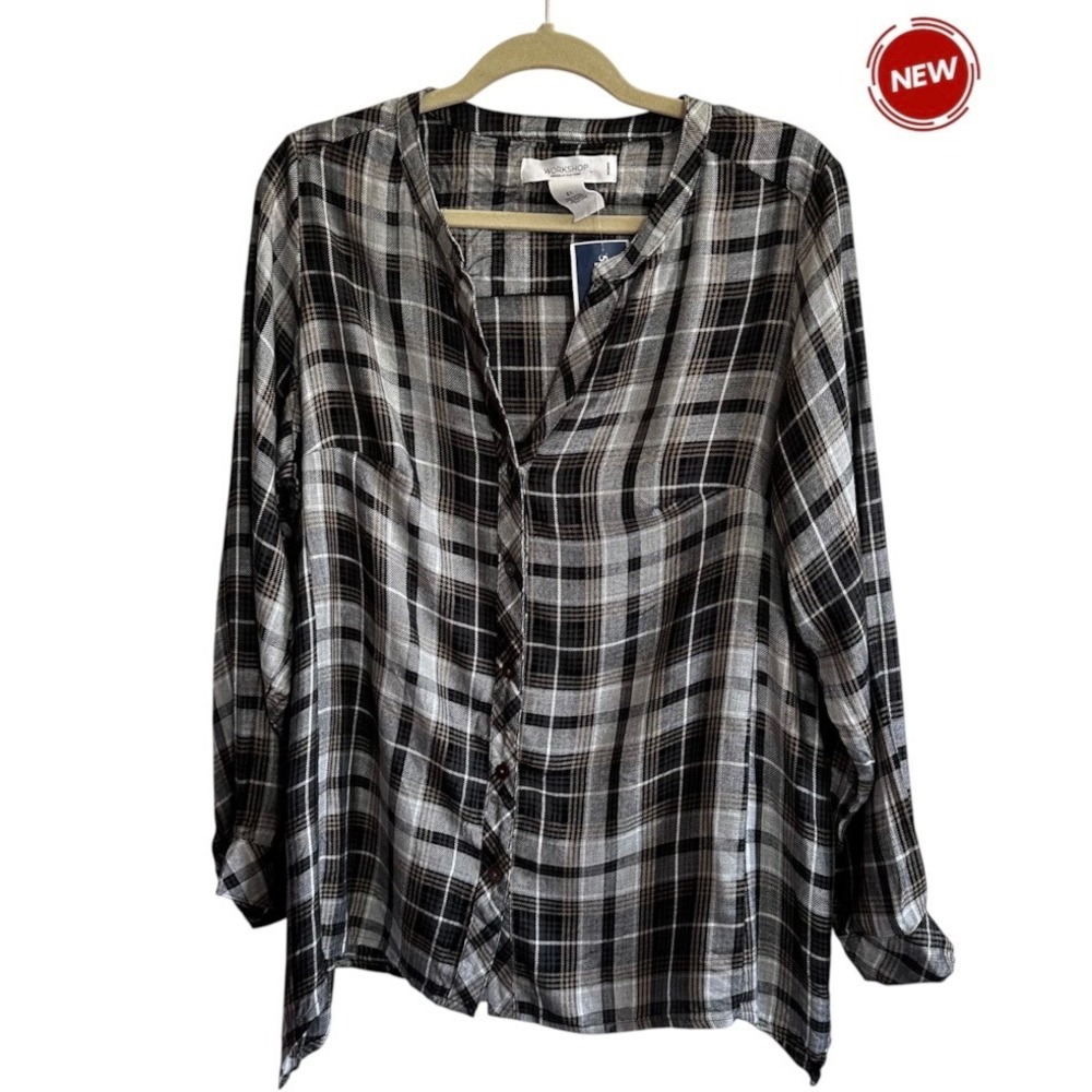 Workshop Republic Clothing Plaid Shirt 0X Button Down Long Sleeve NWT | 0217